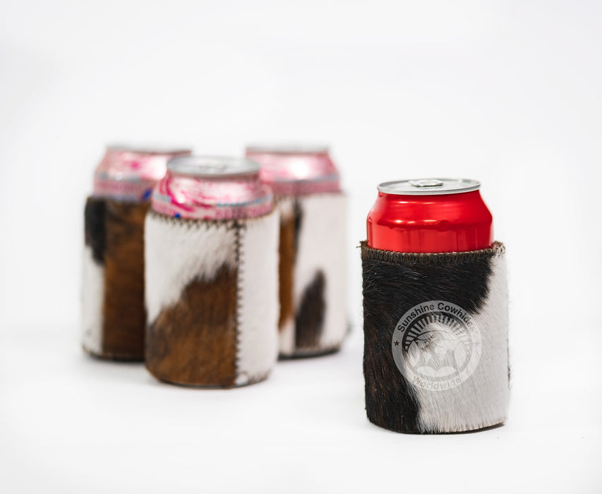 Cowhide Can Holder with Base - Assorted Colors